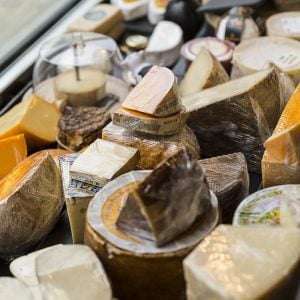 Cheese counter display in a shop