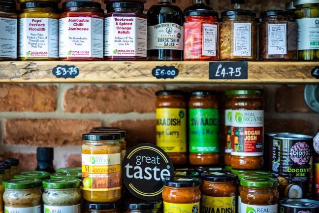 Products on shelves in The Henley Larder