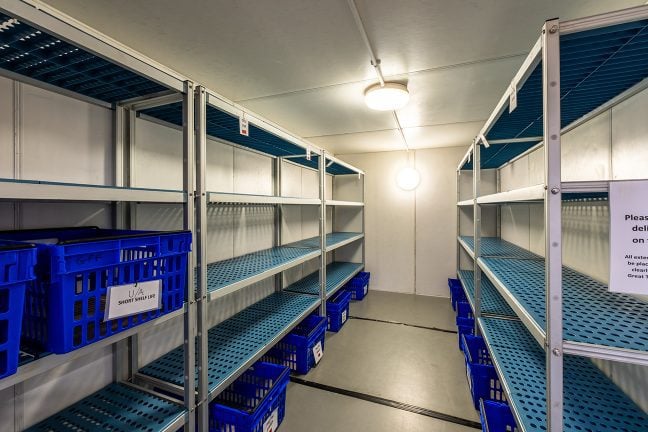 The walk in chiller, featuring ample space for storage of chilled goods